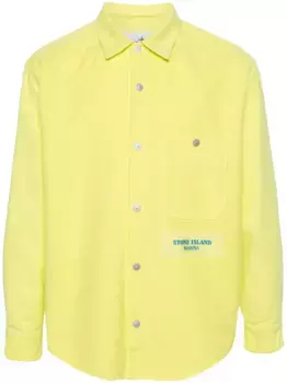 Рубашка с вышитым логотипом Stone Island, желтый