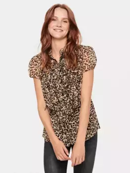 Рубашка Saint Tropez Lilja Leopard Print Crinkle Opaque, цвет black/multi