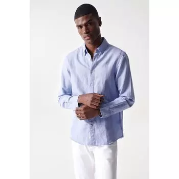 Рубашка Salsa Jeans Cotton Linnen Regular Fit, синий