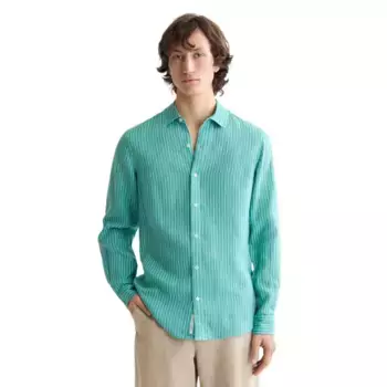 Рубашка Scotch & Soda Regular Fit Striped Linen, зеленый