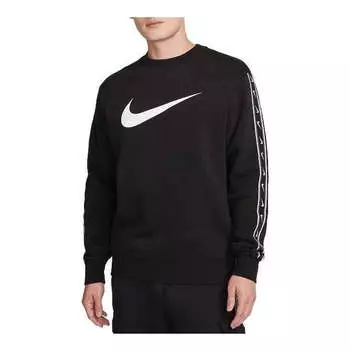 Рубашка sportswear repeat fleece sweatshirt 'black white' Nike, черный