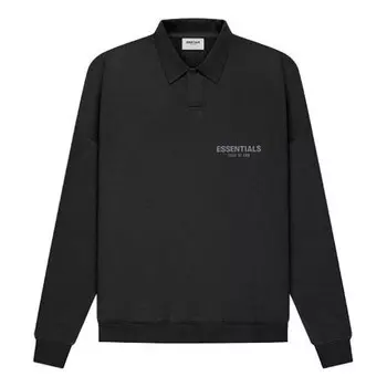 Рубашка ss21 long sleeve french terry polo shirt 'stretch limo' Fear Of God Essentials, черный
