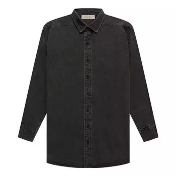 Рубашка ss22 long sleeve denim shirt 'black' Fear Of God Essentials, черный