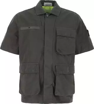 Рубашка Stone Island Short-Sleeve Shirt Jacket 'Charcoal', синий