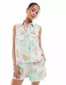Рубашка свободного кроя без рукавов Vero Moda в пастельных тонах