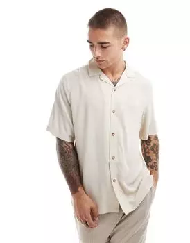 Рубашка свободного кроя из вискозы с воротником-стойкой ASOS DESIGN цвета экрю