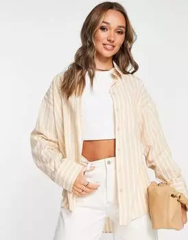 Рубашка свободного кроя в коричневую полоску ASOS DESIGN