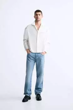 Рубашка свободного кроя ZARA, белый