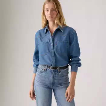 Рубашка Teodora с металлическим наконечником в стиле вестерн Levi's, цвет Going Steady Tipped - Medium Wash