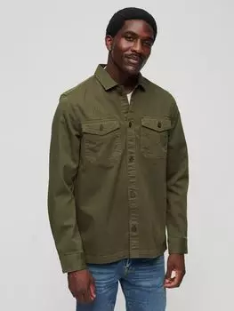 Рубашка The Merchant Store с узором елочка Superdry, оливковый хаки