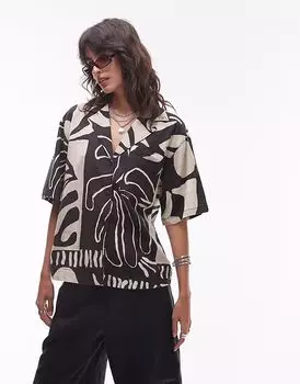 Рубашка Topshop Resort с абстрактным монохромным принтом