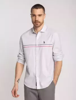 Рубашка U.S. Polo Assn Long Sleeve Engineered Stripe Poplin, светло-кремовый