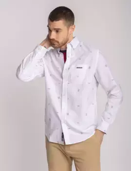 Рубашка U.S. Polo Assn Long Sleeve All Over Mallet Print Oxford, белый