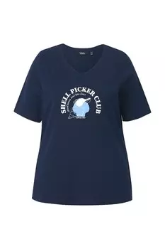 Рубашка Ulla Popken, цвет marine blue/Light blue