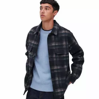 Рубашка Uniqlo Checked Overshirt, синий (дубль)