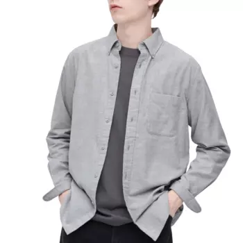 Рубашка Uniqlo Flannel Regular Fit, серый