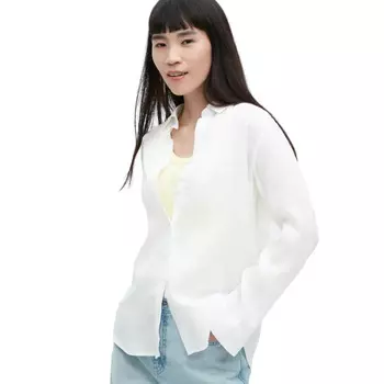 Рубашка Uniqlo Premium Linen Long Sleeved, белый