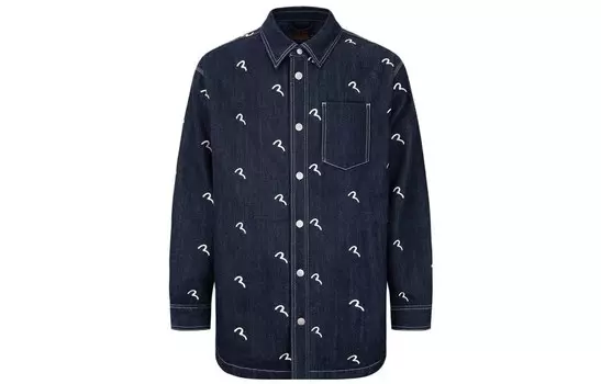 Рубашка унисекс деним синяя Evisu, синий