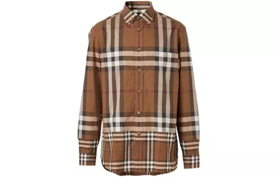 Рубашка унисекс темно-коричневый березовый Burberry, коричневый