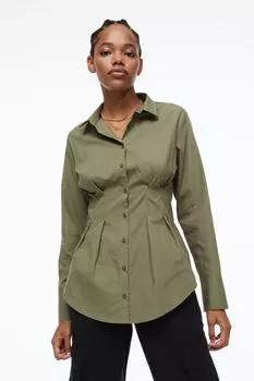 Рубашка узкого кроя H&amp;M, хаки зеленый