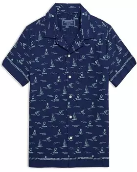 Рубашка Vineyard Vines Kids Boys Short Sleeves Cabana Shirt, цвет Sea Icons Border Chappy- Nautical Navy