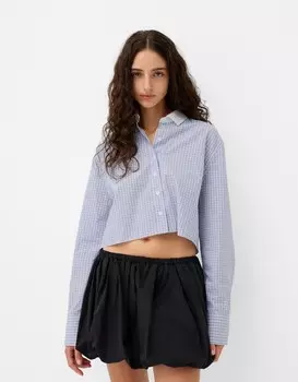 Рубашка в клетку Bershka, синий