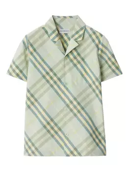 Рубашка в клетку Burberry Kids, зеленый