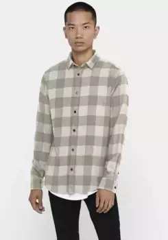 Рубашка в клетку ONLY & SONS "GUDMUND LS CHECKED SHIRT", белый