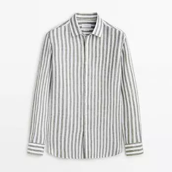 Рубашка в полоску Massimo Dutti, зеленый