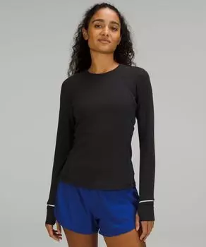 Рубашка в рубчик с длинными рукавами It's Rulu Run Lululemon, черный