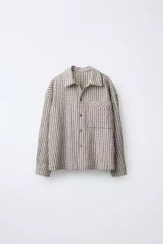 Рубашка в текстурированную клетку ZARA, коричневый