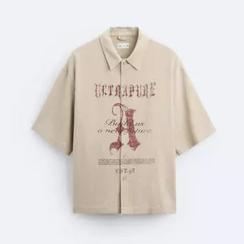 Рубашка верхняя Zara Linen Cotton, светло-бежевый