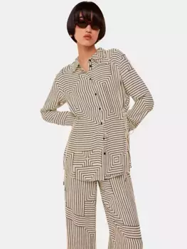 Рубашка Whistles Angled Stripe Tie, цвет ivory/black