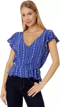 Рубашка Wrangler Flutter Sleeve Button Front Shirt, синий