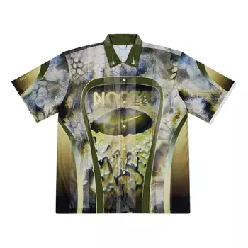 Рубашка x nocta opal button-down short sleeve shirt 'pilgrim oil green' Nike, зеленый
