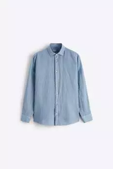 Рубашка Zara 100% linen, голубой