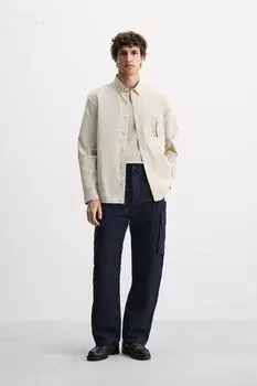 Рубашка ZARA, бежевый