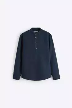 Рубашка Zara cotton - linen, тёмно-синий