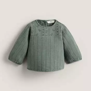 Рубашка Zara Home Embroidered Quilted, серый