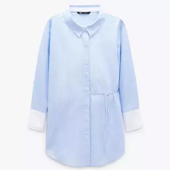 Рубашка Zara Long Striped, голубой
