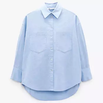 Рубашка Zara Oxford, светло-голубой