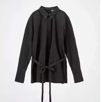 Рубашка Zara Poplin With Ties, серый