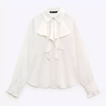 Рубашка Zara Ruffled Satin, белый