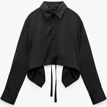 Рубашка Zara Satin Cape, черный