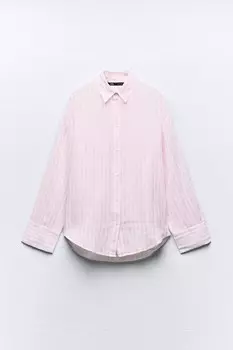 Рубашка Zara Striped Oversize, светло-розовый