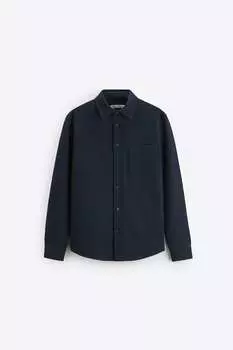 Рубашка Zara textured stretch, тёмно-синий