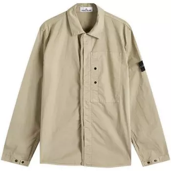 Рубашка-жакет на пуговицах из стретч-ткани Supima cotton twill Stone Island, цвет desert