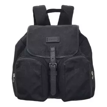 Рюкзак Gucci Logo Leather Logo Nylon Schoolbag Backpack / Black 510343-X28AN-1000, черный