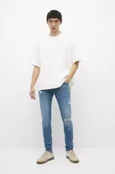 Рваные джинсы скинни Pull&Bear, синий
