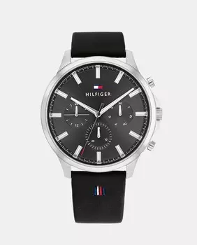 Ryder 1710495 многофункциональные черные кожаные мужские часы Tommy Hilfiger, черный
